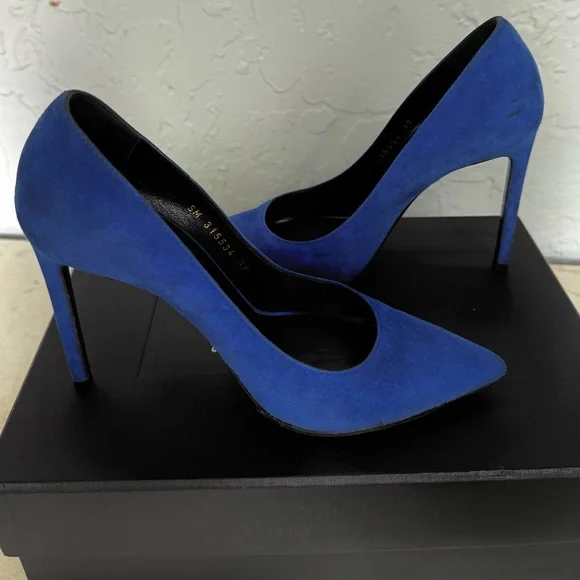 Yves Saint Laurent Blue Majorelle Paris Pump Size 37 - Picture 4 of 14